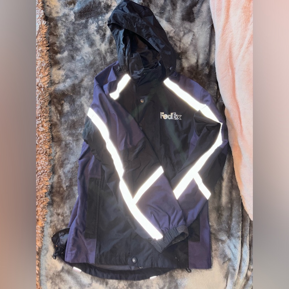 Reflective FedEx Hooded Rain Jacket